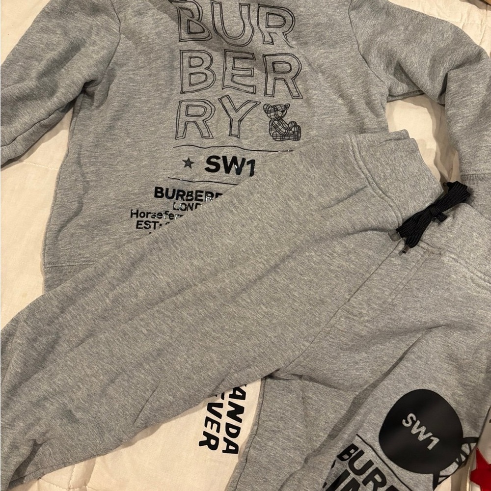 Burberry Heather Gray Hoodie with Black Drawstrings